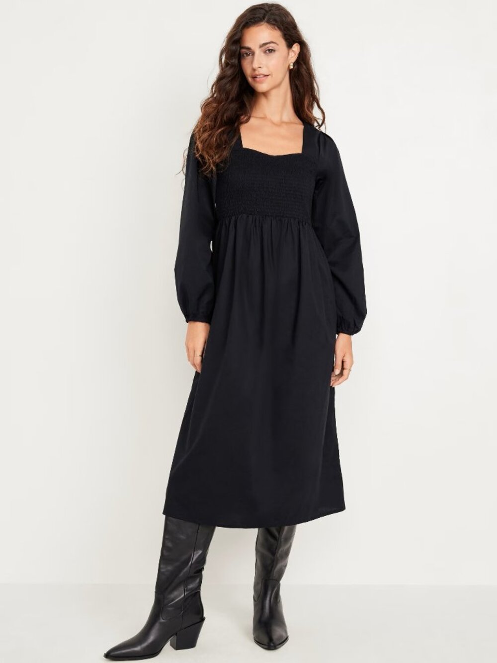 Black Cotton Fit & Flare Midi Dress - XL